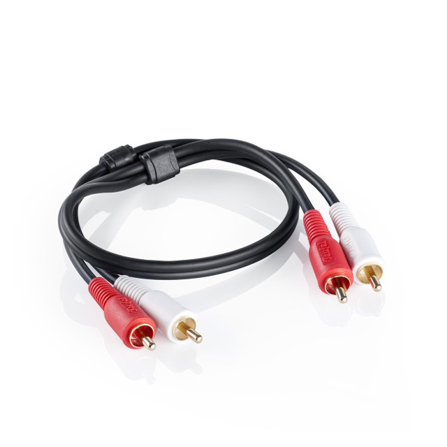 50' dual rca cable with red and white stereo audio 