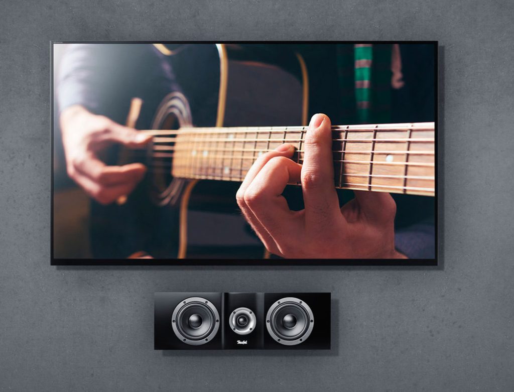 A wall mounted center speaker