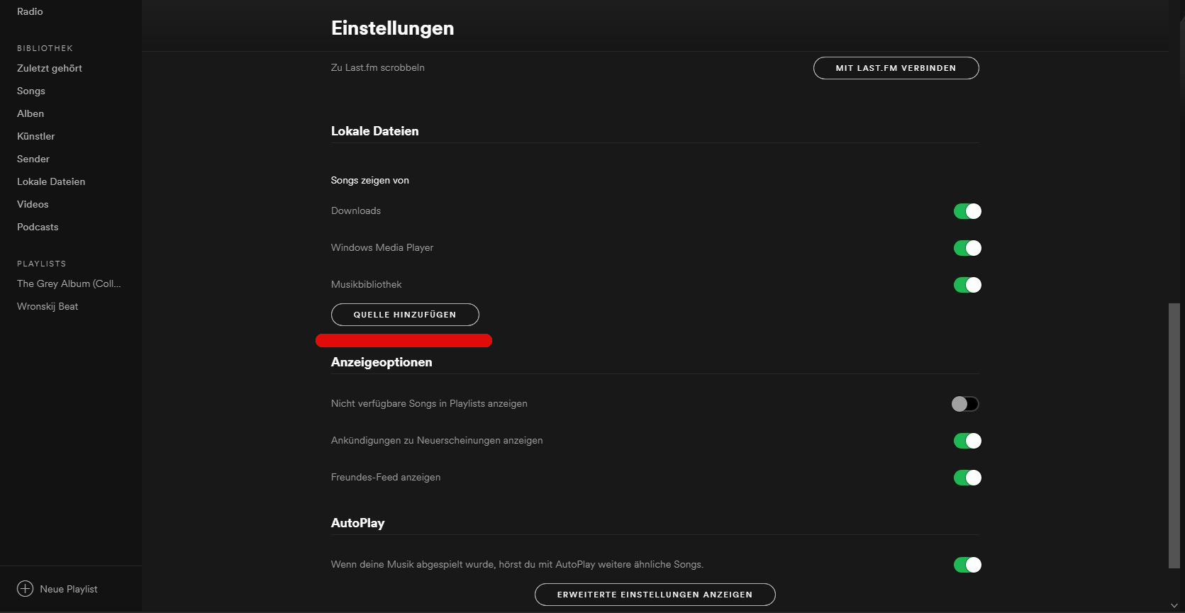 Screenshot für Spotify-Tricks, um Musik lokal zu speichern