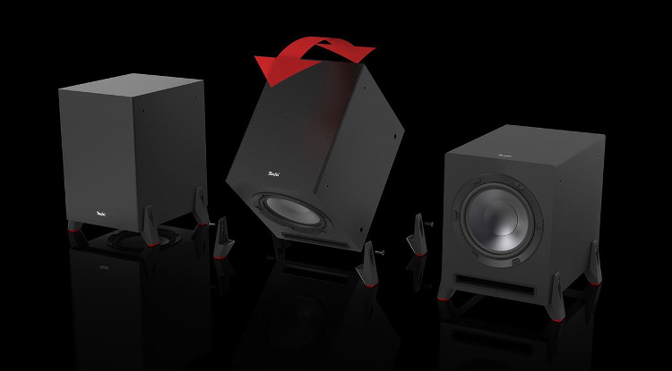 De T 10 subwoofer in verschillende standen