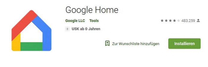 Play Store Google Home App